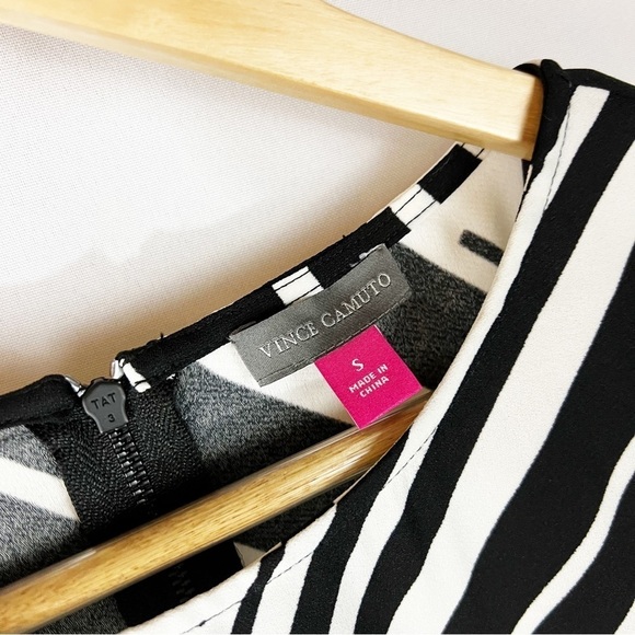 NWT Vince Camuto Black & White Stripe Blouse S Mod Career Office - Picture 3 of 7